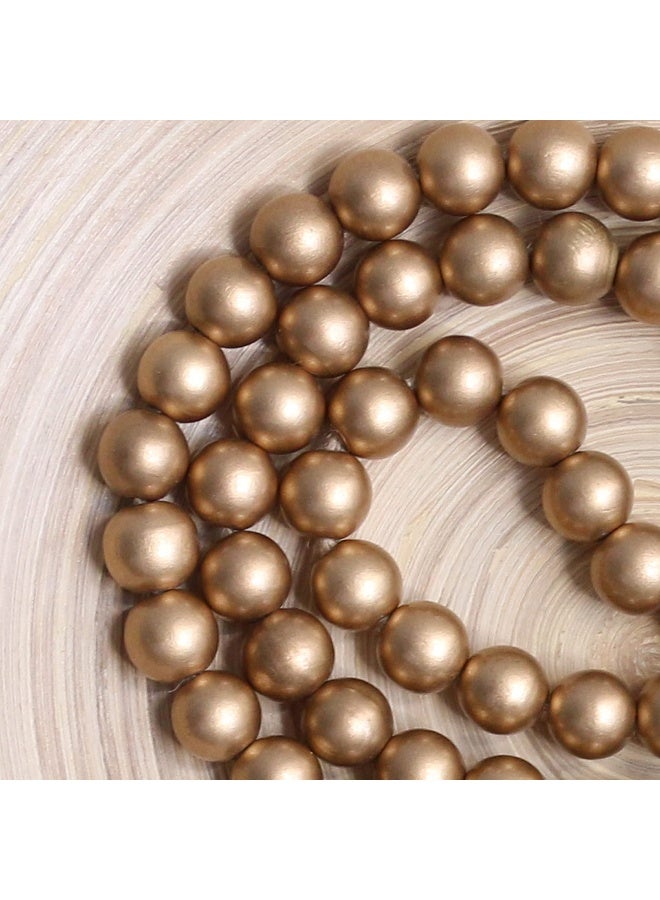 Meplait 39in Wood Bead Garland Farmhouse with Tassels,Versatile Prayer Beads Boho Chic Wall Hanging Home Decor (Gold) - Image 5
